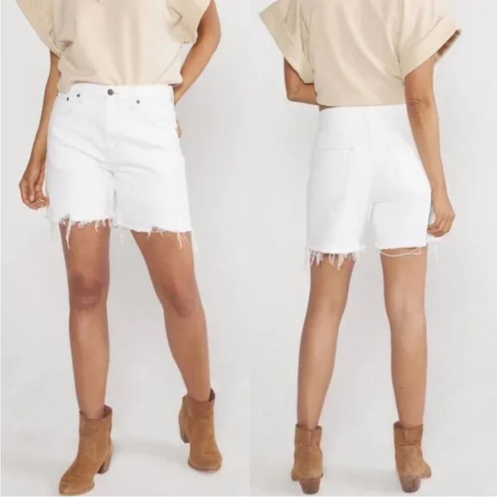 Etica Women's Shorts Skylar Cutoff High Rise Relaxed Denim White size 26